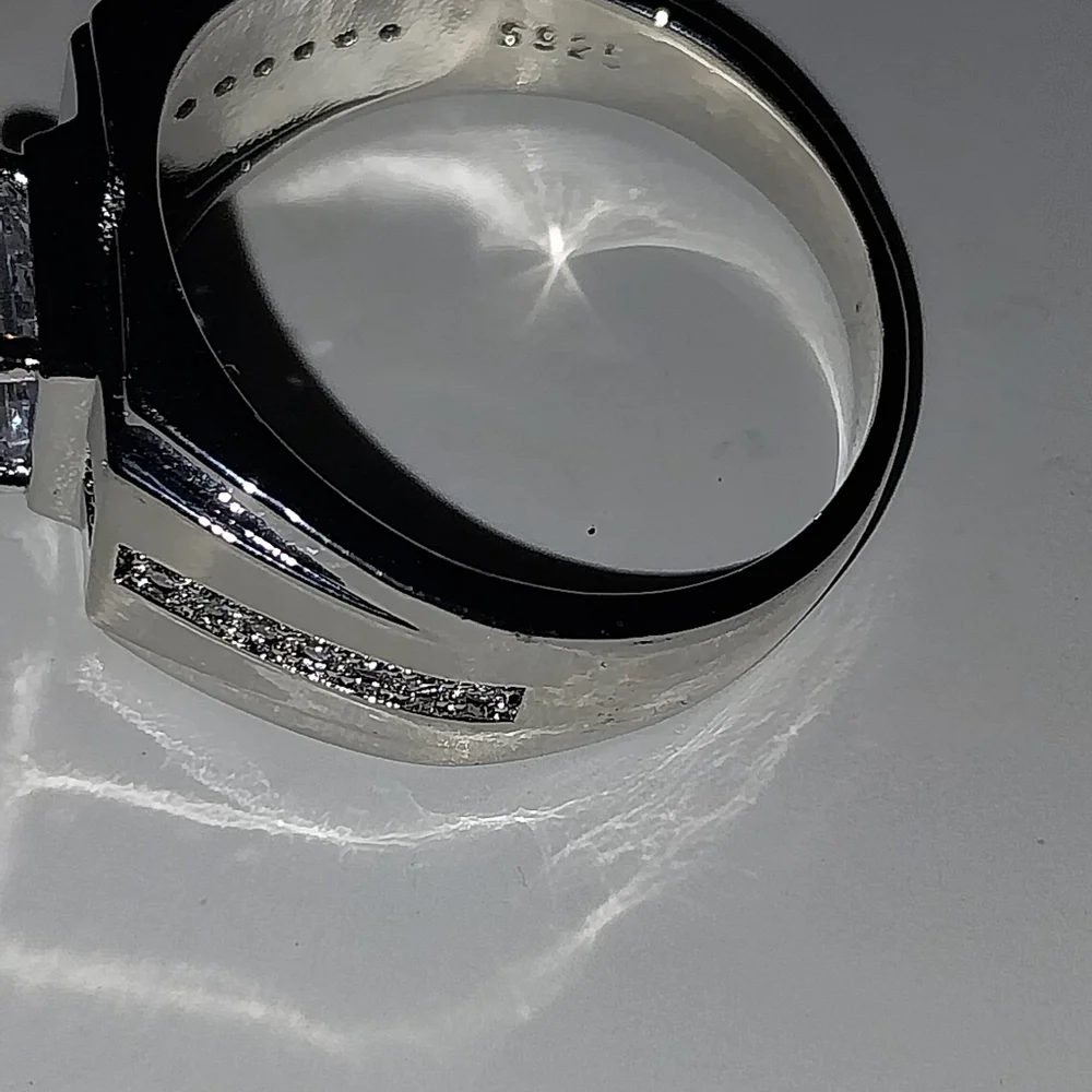 Classic Men's 925 Silver Diamond Ring Sz 13